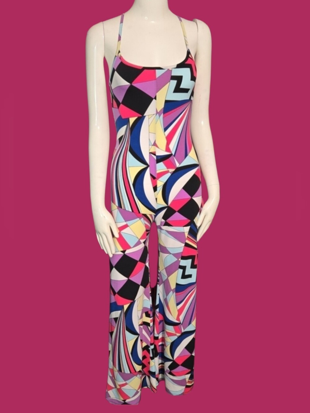 Colorful Geometric Print Jumpsuit - Multicolor